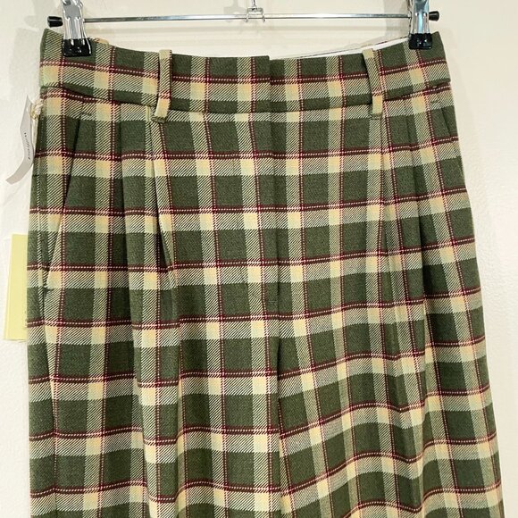 Last Chance! New Aritzia Plaid Effortless Crop Pant Olive 4 $148 - Picture 4 of 8